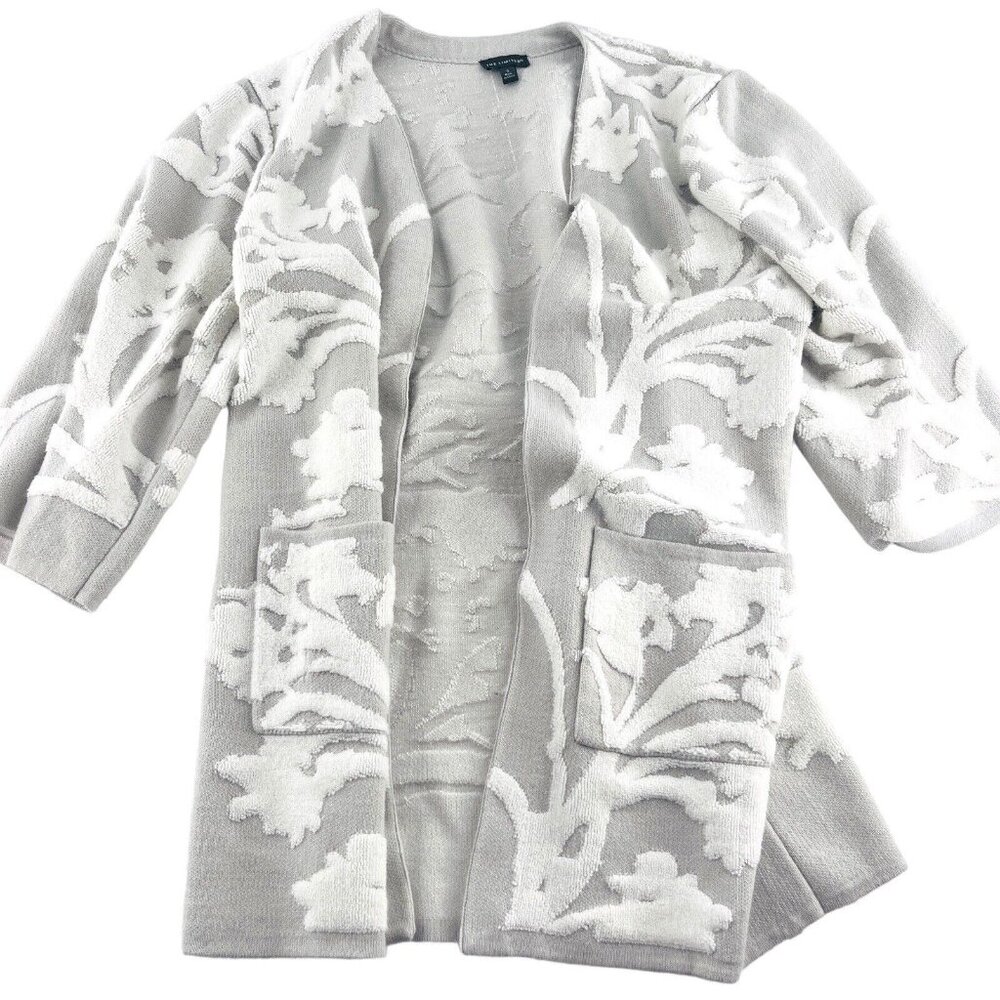 The Limited Women's Open Cardigan‎ Sweater size Small Acrylic Blend Gray Floral